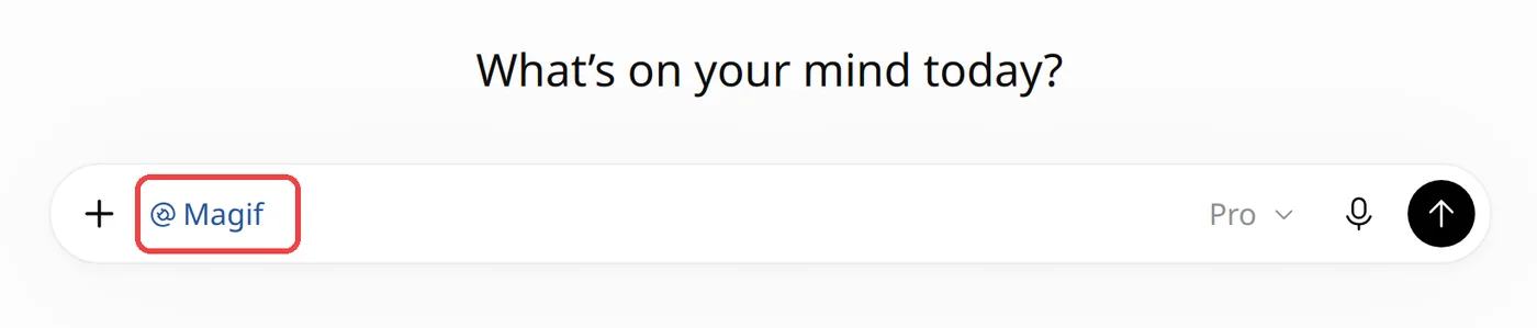 A new ChatGPT chat with @Magif already in the message box